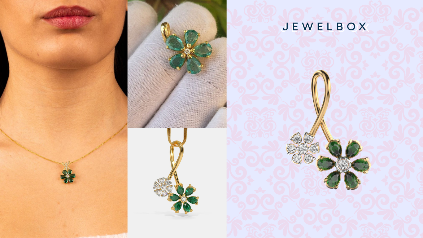 4 Elite Must-Have 9kt Diamond Jewellery Pieces 2 Green Flower Dual Diamond Pendant